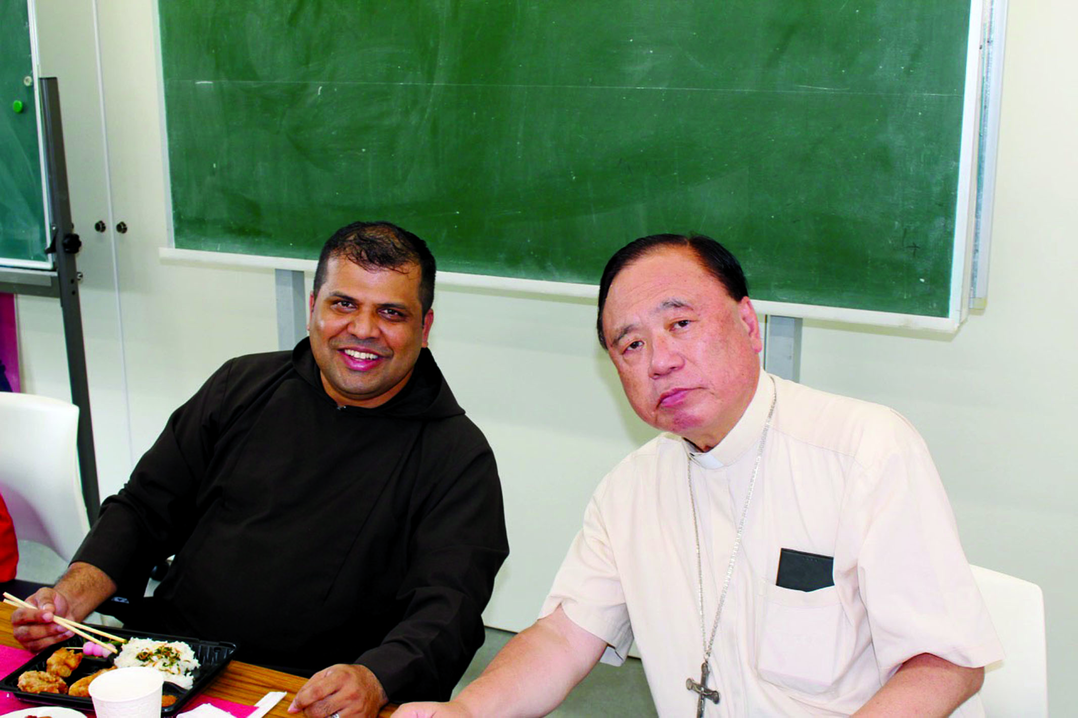 Br. Poul Karun Mascarnas and Bishop Mario Yamanouchi Michiaki celebrate the feast of the Portiuncula on Aug. 2.